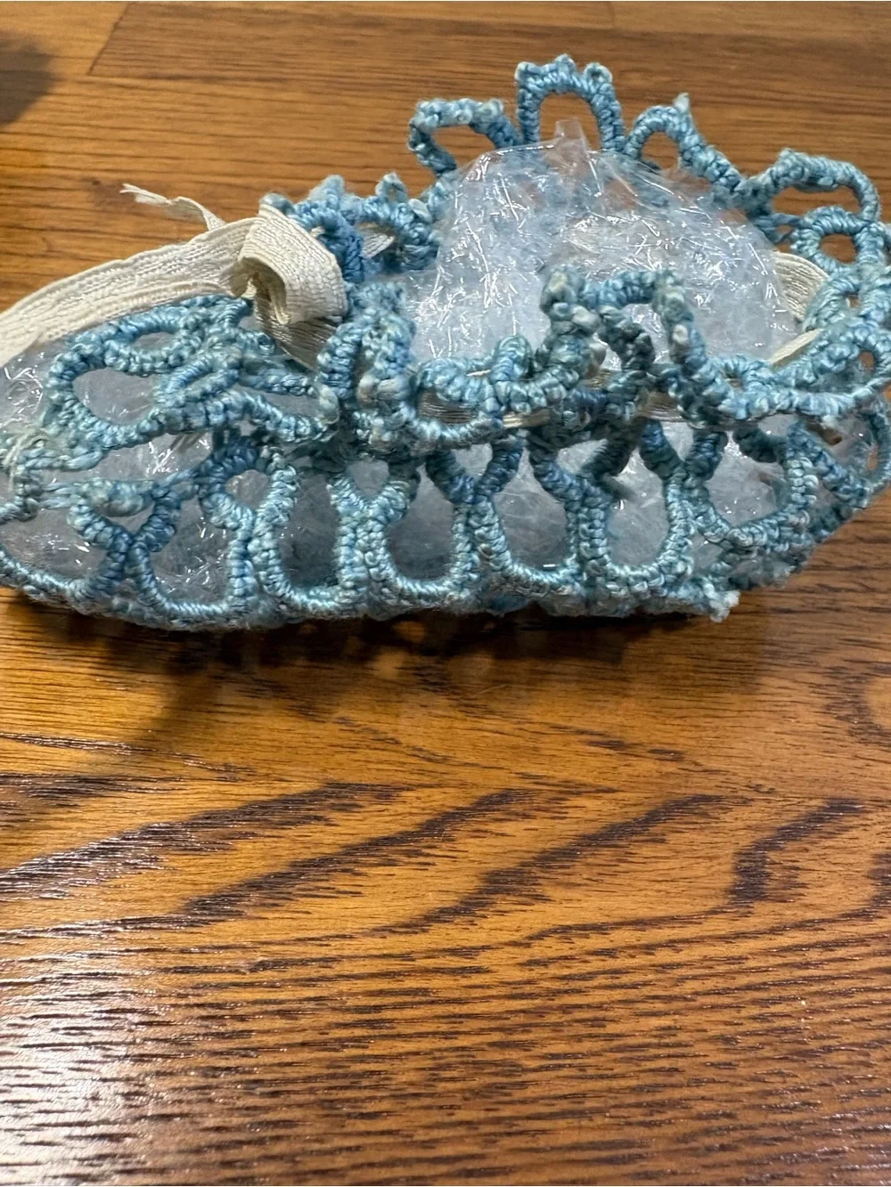 Vintage Tatted Blue Baby Shoes Made in 1952
